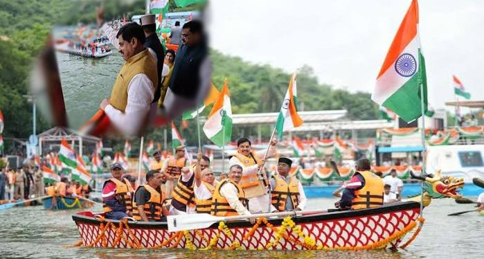 भोपाल: तालाब में बना देश का पहला फ्लोटिंग तिरंगा; CM मोहन यादव ने की MP में UCC लागू करने की बड़ी घोषणा