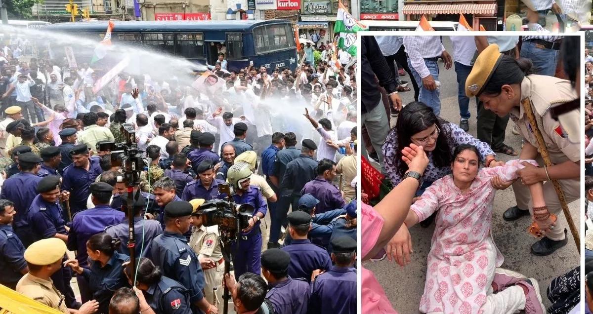 जयपुर में उग्र हुई कांग्रेस की 'हिसाब मांगो रैली': बैरिकेड्स पर चढ़े खाचरियावास, पुलिस ने चलाया वाटर कैनन